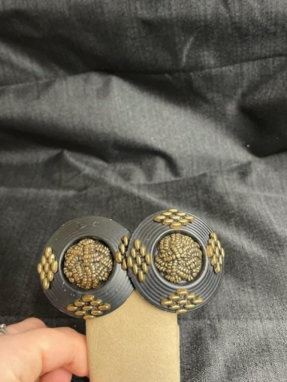 Vintage Jeff Lieb Black Brass Clip On Earrings